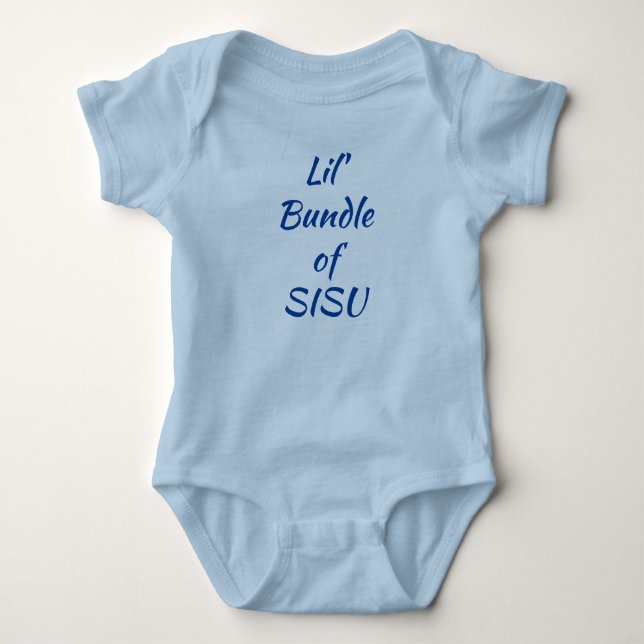 Lil' Bundle of SISU Finnish Baby One-Piece (Blue) Baby Bodysuit (Front)