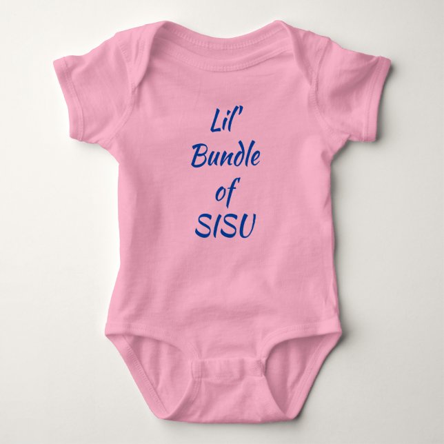 Lil' Bundle of SISU Finnish Baby One-Piece (Pink) Baby Bodysuit (Front)