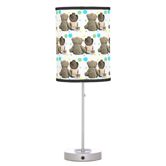 Lil Cowboy and Bear Country and Western Themed Table Lamp (Back)