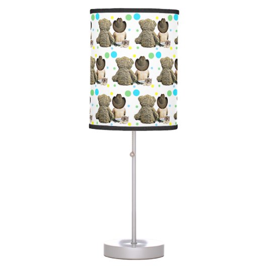 Lil Cowboy and Bear Country and Western Themed Table Lamp (Front)