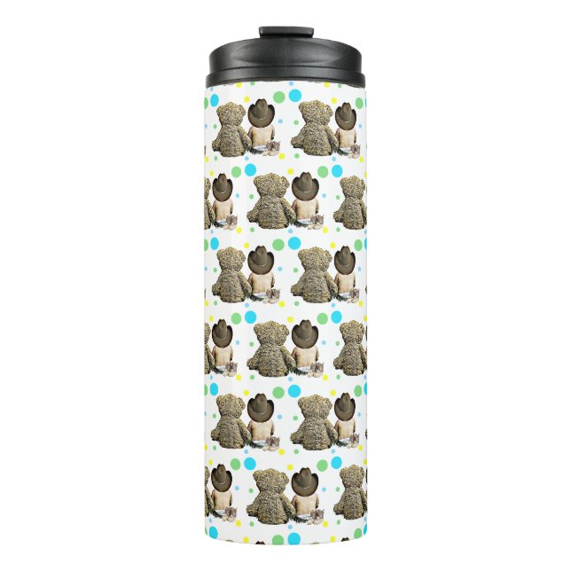 Lil Cowboy and Bear Country and Western Themed Thermal Tumbler (Front)
