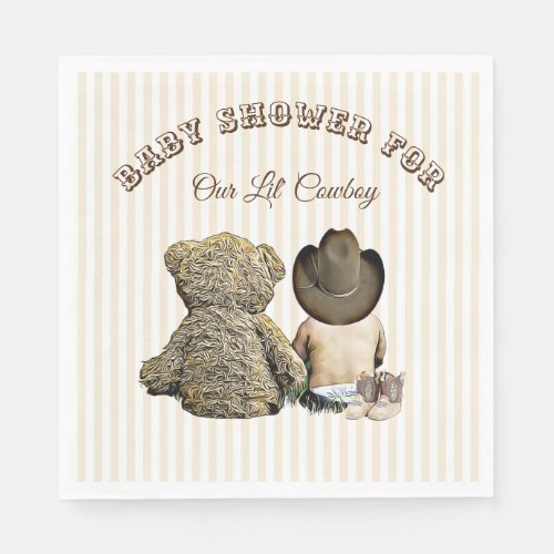 Lil Cowboy and Teddy Bear Baby Shower Napkins