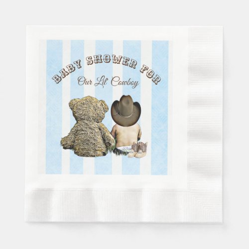 Lil Cowboy and Teddy Bear Baby Shower Napkins