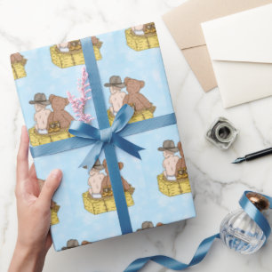 Lil' Cowboy and Teddy Bear Baby Shower Wrapping Paper
