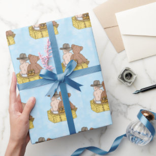 Rustic Wood Blue Deer Boy Baby Shower Wrapping Paper Sheets | Zazzle