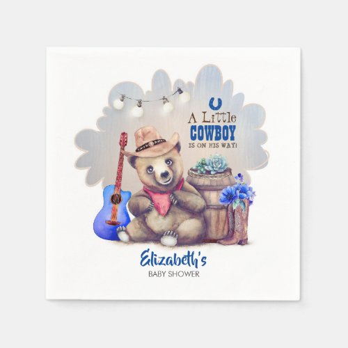 Lil Cowboy Bear Country Baby Shower Napkins