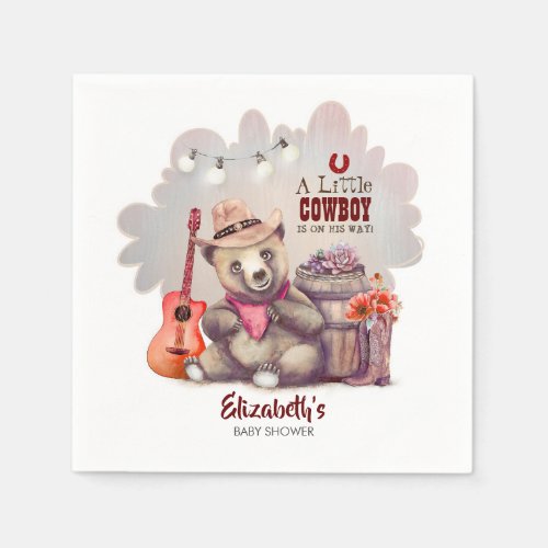 Lil Cowboy Bear Country Baby Shower Napkins