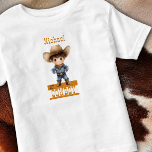 Li'l Cowboy Big Hat Boots Western Your Childs Name Toddler T-shirt