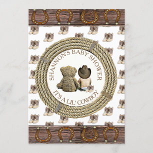Lil' Cowboy boy Country and Western Baby Shower Invitation