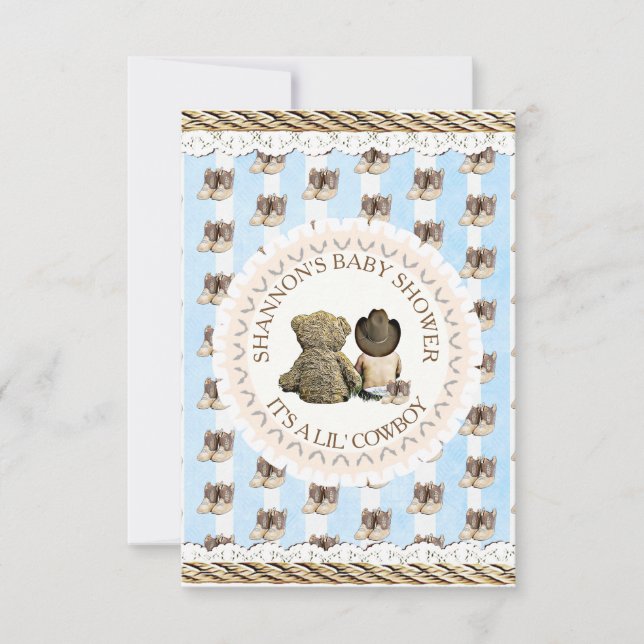 Lil' Cowboy boy Country and Western Baby Shower Invitation (Front)