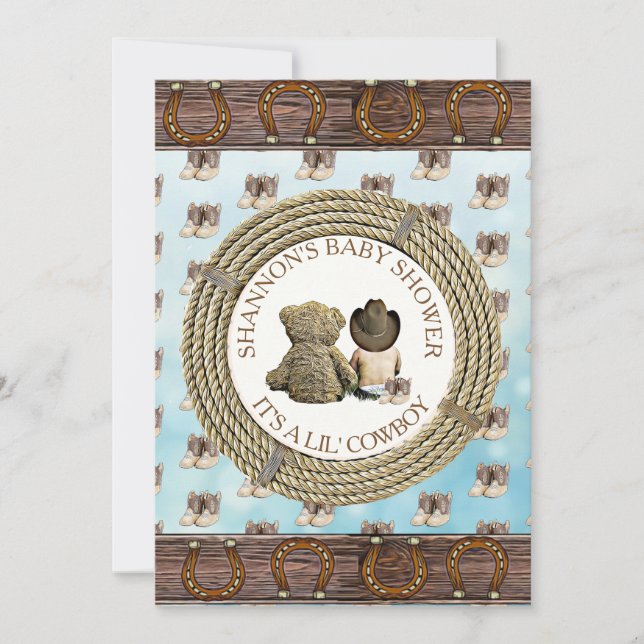 Lil' Cowboy boy Country and Western Baby Shower Invitation (Front)