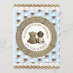 Lil' Cowboy boy Country and Western Baby Shower Invitation