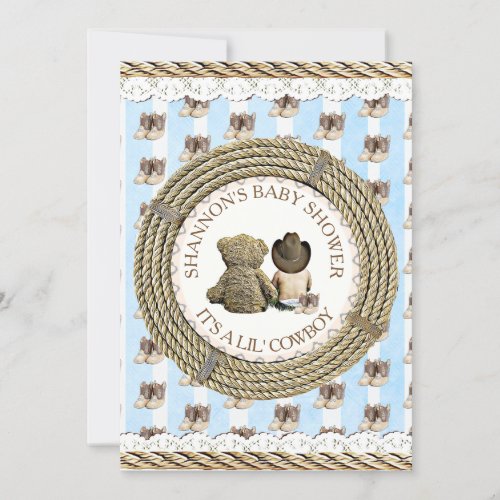 Lil Cowboy boy Country and Western Baby Shower Invitation