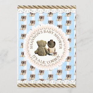 Lil' Cowboy boy Country and Western Baby Shower Invitation