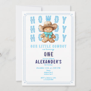 Lil Cowboy Gingerbread Christmas Any Age Birthday Invitation