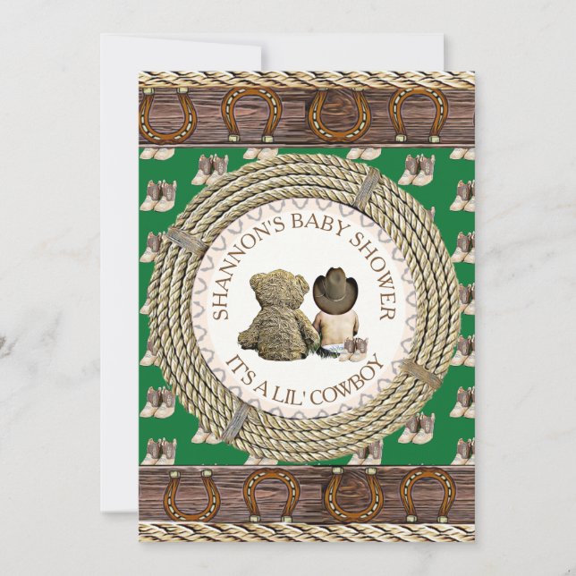 Lil' Cowboy Rustic Country and Western Baby Shower Invitation (Front)