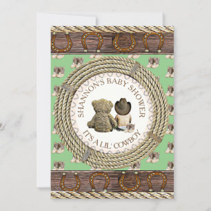 Lil' Cowboy Rustic Country and Western Baby Shower Invitation