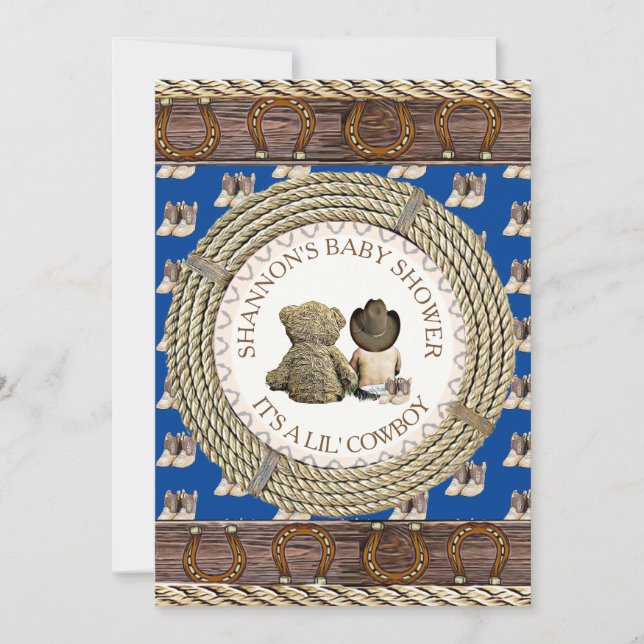 Lil' Cowboy Rustic Country and Western Baby Shower Invitation (Front)