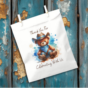 Lil' Cowboy Teddy Bear Boy's Baby Shower  Favor Bag