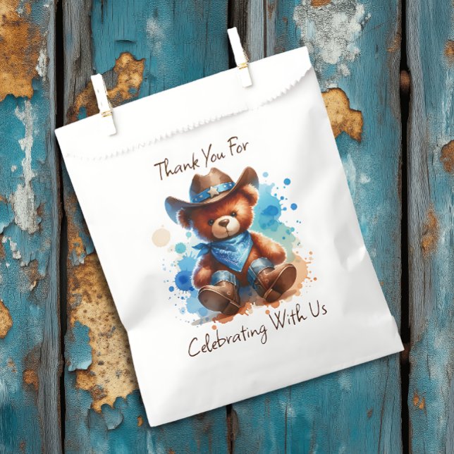 Lil' Cowboy Teddy Bear Boy's Baby Shower  Favor Bag (Creator Uploaded)