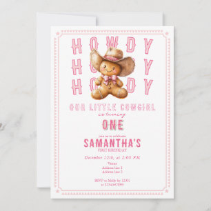 Lil Cowgirl Gingerbread Christmas Any Age Birthday Invitation