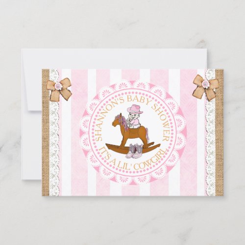 Lil Cowgirl girl country and Western Baby Shower Invitation