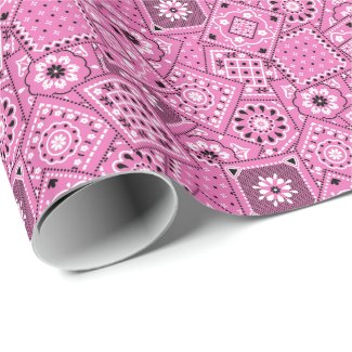 Lil' Cowgirl Pink Bandanna Print Wrapping Paper