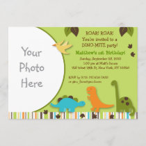 Lil Dino Dinosaur Boy Photo Birthday Invitations