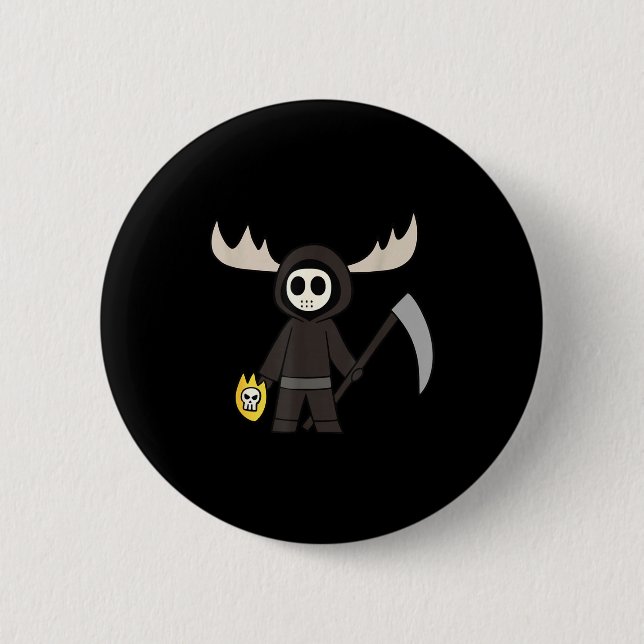 Lil Doom Moose - Funny Reaper Cartoon  Button (Front)