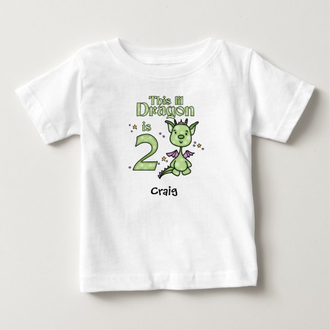 Lil Dragon 2nd Birthday Baby T-Shirt (Front)