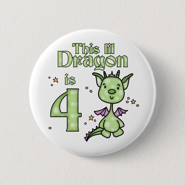 Lil Dragon 4th Birthday Button (Front)