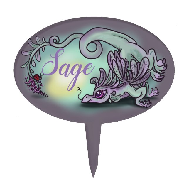 Lil Dragon Herb Garden Marker~Sage Cake Topper (Front)