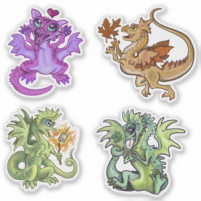 Lil Dragons Adorable Baby Dragon designs Sticker (Front)