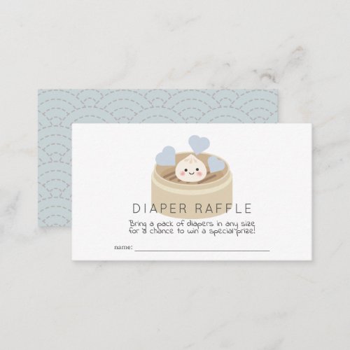 Lil Dumpling Baby Shower Blue Diaper Raffle Ticket Enclosure Card