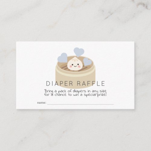 Lil Dumpling Baby Shower Blue Diaper Raffle Ticket Enclosure Card