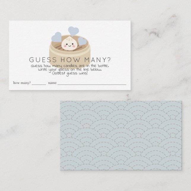 Lil Dumpling Baby Shower Blue Guess How Many Candy Enclosure Card (Front/Back)