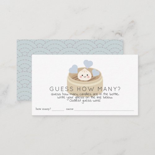 Lil Dumpling Baby Shower Blue Guess How Many Candy Enclosure Card