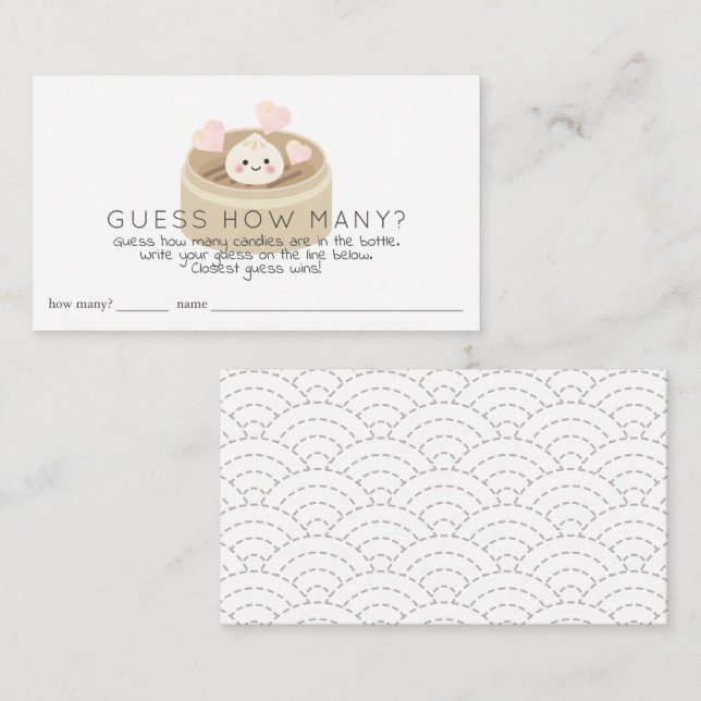 Lil Dumpling Baby Shower Guess How Many Candy Enclosure Card (Front/Back)