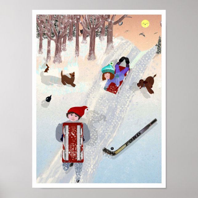 Lil & Ed fun in the snow LeeMarie's Drawing Poster (Front)
