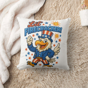  Lil’ Firecracker Freedom Classical Eagle Throw Pillow