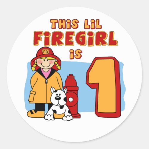 Lil Firegirl 1st Birthday Classic Round Sticker
