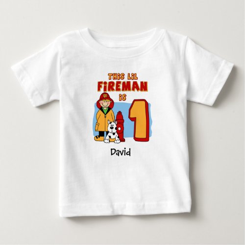 Lil Fireman 1st Birthday Baby T_Shirt