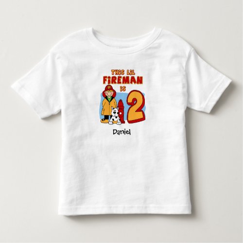 Lil Fireman 2nd Birthday Toddler T_shirt