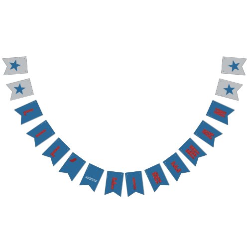 Lil’ Fireman hand drawn gingham bunting banner