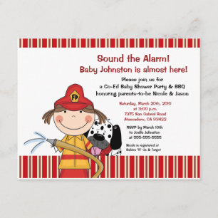 Lil Firetruck Baby Shower Invitation