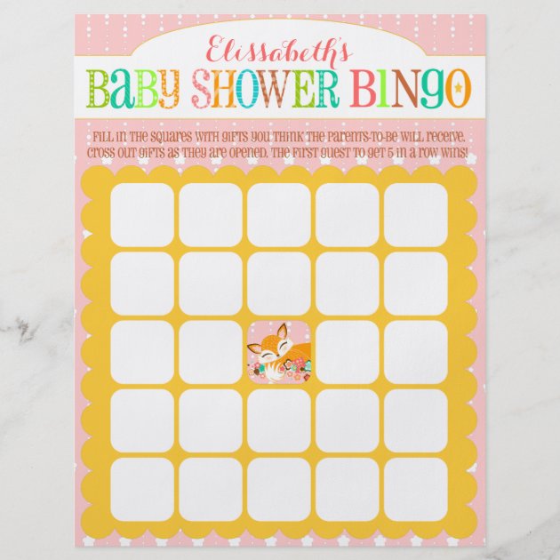 Lil Foxie Cub - Baby Shower Bingo & Name Scramble Flyer