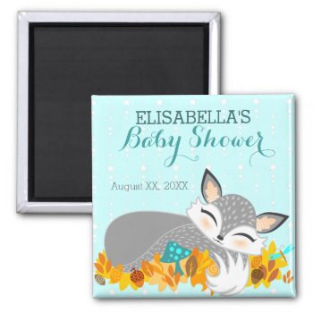 Lil Foxie Cub - Custom Baby Shower Magnet by creativetaylor at Zazzle
