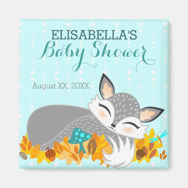 Lil Foxie Cub - Custom Baby Shower Magnet (Front)