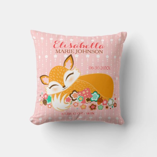 Lil Foxie Cub _ Custom Birth Announcement Pillow