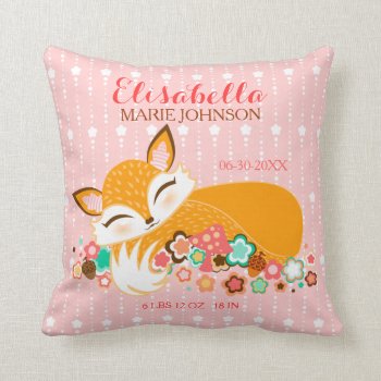 Lil Foxie Cub - Custom Birth Announcement Pillow by creativetaylor at Zazzle